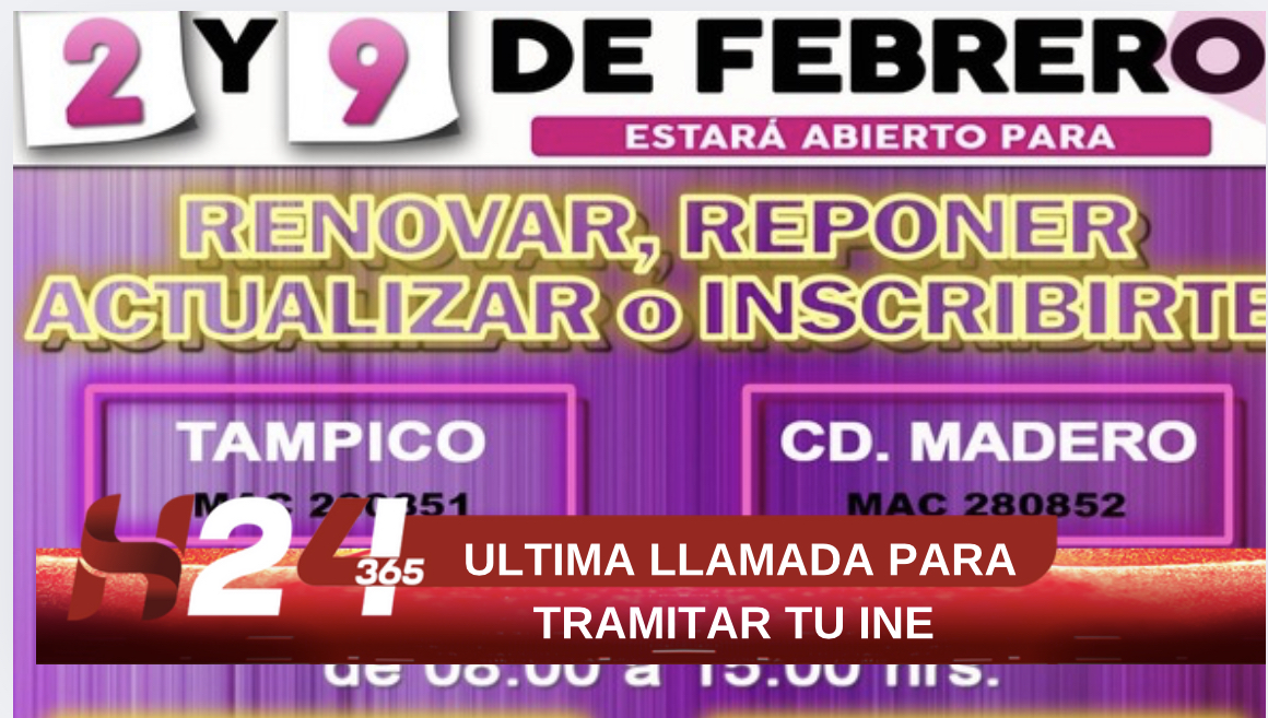 ¡ÚLTIMA LLAMADA PARA TRAMITAR TU INE!
